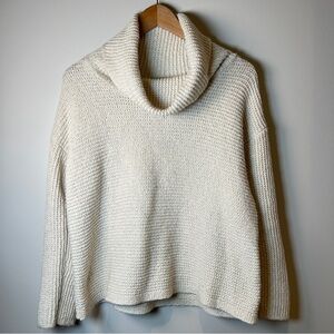 J.Jill Cowl Neck Pullover Chunky Textured Knit Cozy Relaxed Boxy Fit Sweater S